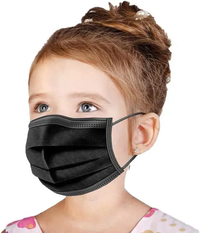 Main image of 100 Pcs Disposable Protection Face Masks, 3 Ply Face Masks Black Disposable Mask Child