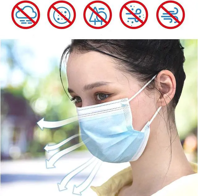 Alt view image 4 of 7 - ROME CARE 200 Pcs Disposable Face Masks, 3 Ply Disposable Face Mask for Men & Women White
