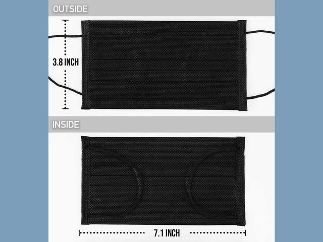 Alt view image 5 of 7 - 200 Pcs Disposable Face Masks, 3 Ply Disposable Face Mask for Men & Women Black