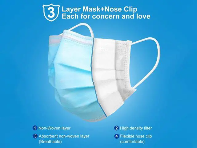 Alt view image 3 of 7 - ROME CARE 200 Pcs Disposable Face Masks, 3 Ply Disposable Face Mask for Men & Women White