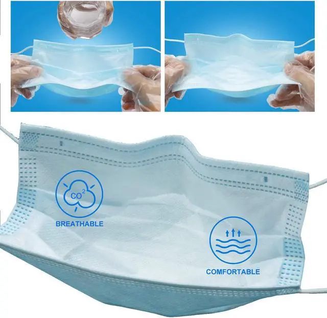 Alt view image 7 of 7 - ROME CARE 200 Pcs Disposable Face Masks, 3 Ply Disposable Face Mask for Men & Women White