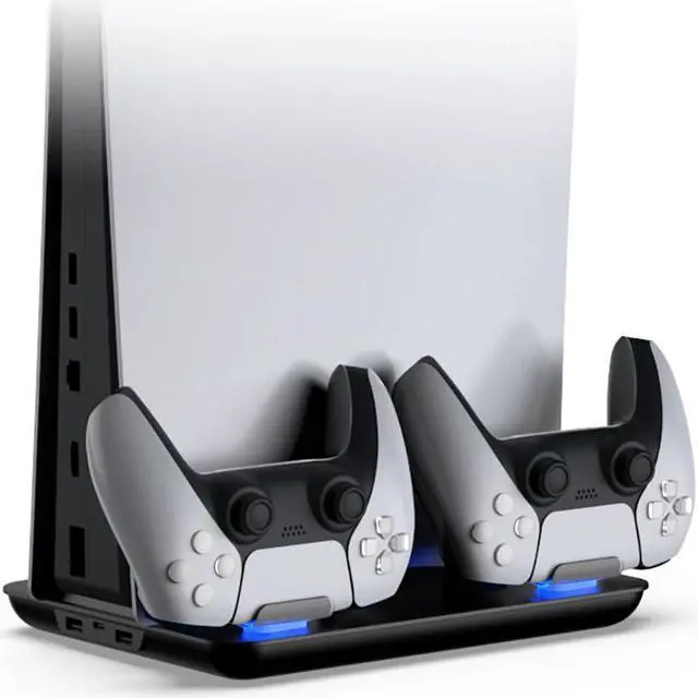 Alt view image 2 of 7 - ROME CARE PS5 Cooling Stand with Suction Cooling Fan and Dual Controller Charger Station for Playstation 5 PS5 Console, Suction Cooler Fan with Charging Dock Station Black