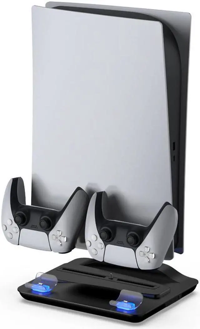 Alt view image 5 of 7 - ROME CARE PS5 Cooling Stand with Suction Cooling Fan and Dual Controller Charger Station for Playstation 5 PS5 Console, Suction Cooler Fan with Charging Dock Station Black