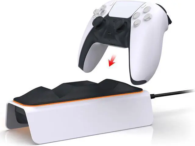 Alt view image 7 of 7 - ROME CARE PS5 Controller Charger, Fast Charging AC Adapter, Dualsense Charging Station Dock for Dual Playstation 5 Controllers with LED Indicator, White