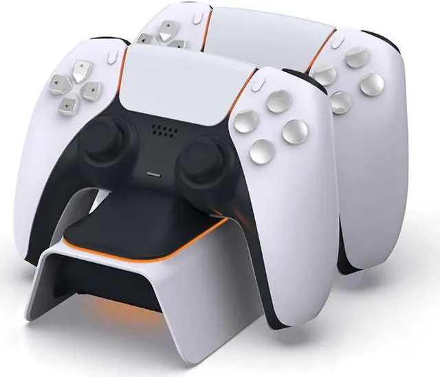 Alt view image 2 of 7 - ROME CARE PS5 Controller Charger, Fast Charging AC Adapter, Dualsense Charging Station Dock for Dual Playstation 5 Controllers with LED Indicator, White