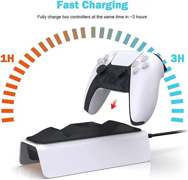 Alt view image 5 of 7 - ROME CARE PS5 Controller Charger, Fast Charging AC Adapter, Dualsense Charging Station Dock for Dual Playstation 5 Controllers with LED Indicator, White
