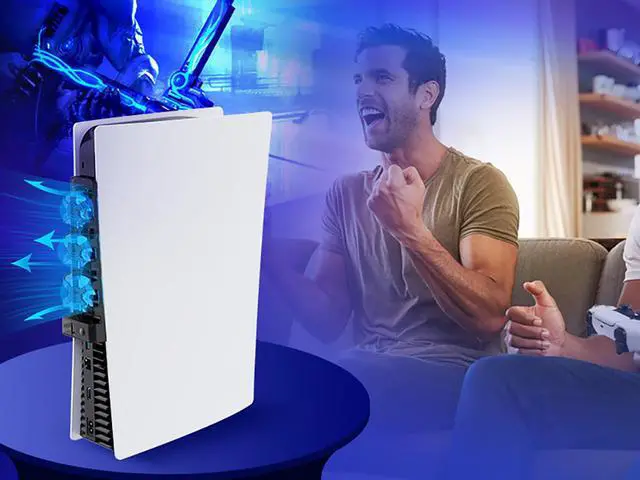 Alt view image 7 of 7 - ROME CARE PS5 Accessories Cooling Fan with LED Light, Horizontal Compatible with Both Disc and Digital Editions, Efficient Cooling System, Adjustable Fans Speed Levels