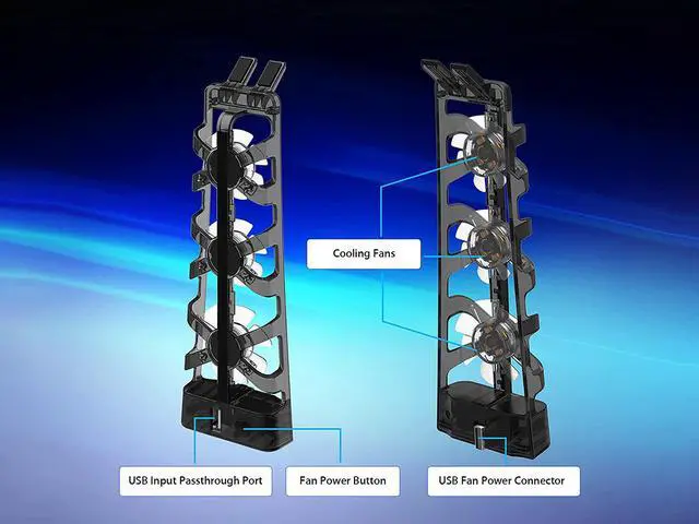 Alt view image 6 of 7 - ROME CARE PS5 Accessories Cooling Fan with LED Light, Horizontal Compatible with Both Disc and Digital Editions, Efficient Cooling System, Adjustable Fans Speed Levels