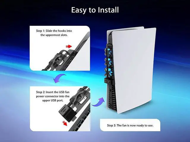 Alt view image 4 of 7 - ROME CARE PS5 Accessories Cooling Fan with LED Light, Horizontal Compatible with Both Disc and Digital Editions, Efficient Cooling System, Adjustable Fans Speed Levels