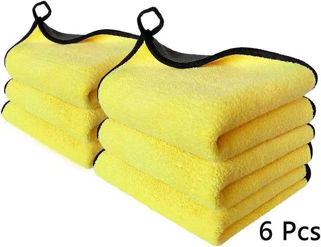 Main image of ROME CARE 6 Pcs Extra Thick car Cleaning Rags - Super Absorbent Microfiber Towels for Cars/Detailing/Interior, Reusable-Microfiber Cleaning Cloth Dust Cloth, Lint Free Drying Towel Car Wash Towels