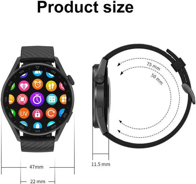 Alt view image 6 of 7 - ROME CARE Touchscreen Smartwatch with Speaker,  Sports recording and health monitoring, Contactless Payments and Smartphone Notifications, Accompany Wireless Charging Cable Black