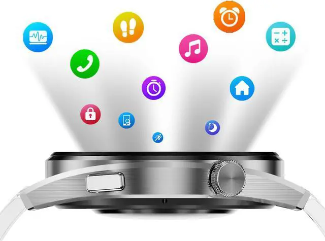 Alt view image 7 of 7 - ROME CARE Touchscreen Smartwatch with Speaker,  Sports recording and health monitoring, Contactless Payments and Smartphone Notifications, Accompany Wireless Charging Cable Black