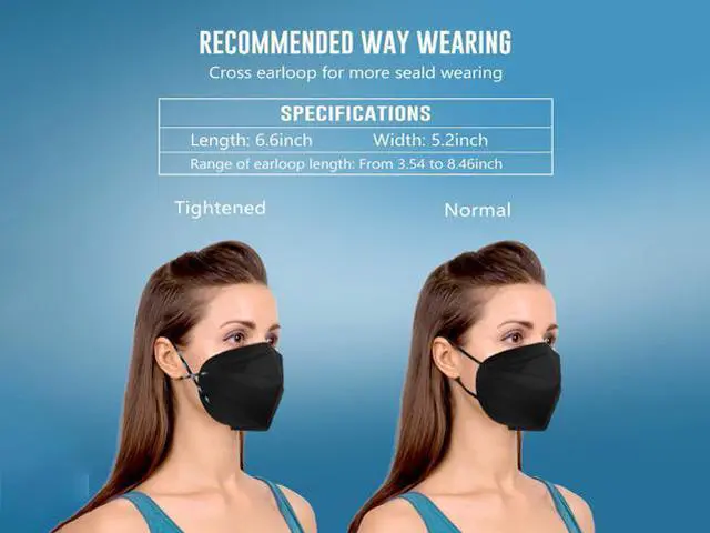 Alt view image 6 of 7 - Protective Face Mask, 5-Layer Breathable Protective Mask with Elastic Earloop and Nose Bridge Clip, Disposable Respirator Protection Against 100 Pcs Black
