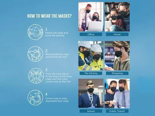 Alt view image 6 of 6 - 10 Pack Civil Face Mask, 5-Ply Mask Protection Against PM2.5, Fire Smoke, Breathable Mask for Women and Men Black