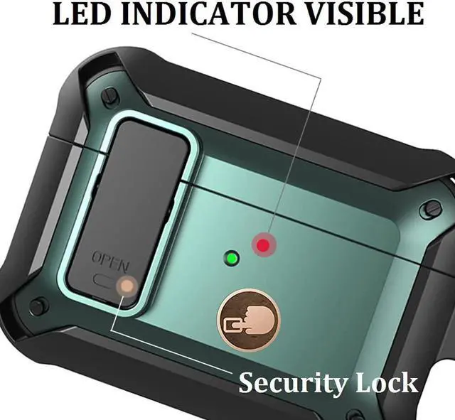 Alt view image 2 of 6 - Rome Care For AirPods Pro Case Cover For Men With Lock, Military Armor Series Full-Body Airpod Pro Case With Keychain Cool Air Pod Pro Shockproof Protective Case For AirPods Pro 2019, Black/Green