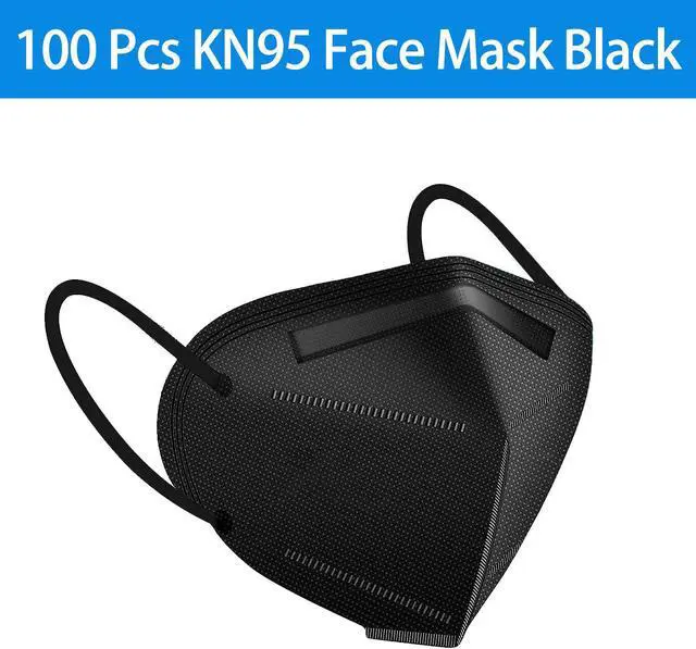 Main image of ROME CARE 100pcs KN95 Face Mask Black 5 Layer Cup Dust Safety Masks Filter Efficiency95% Breathable Elastic Ear Loops Black Masks