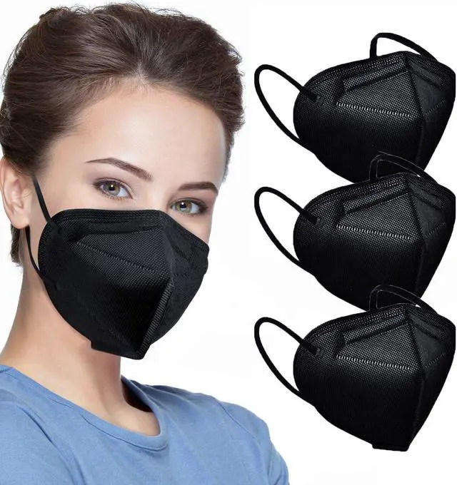 Alt view image 2 of 7 - ROME CARE 100pcs KN95 Face Mask Black 5 Layer Cup Dust Safety Masks Filter Efficiency95% Breathable Elastic Ear Loops Black Masks