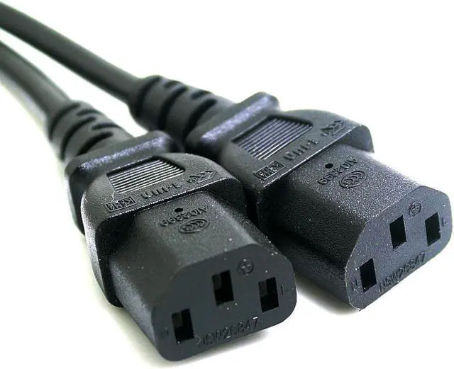 Alt view image 3 of 4 - CYSM CY Single C14 to Dual 5-15R Short Power Y Type Splitter Adapter Cable Cord