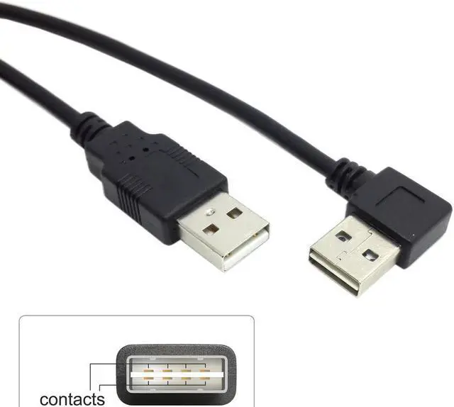 Alt view image 2 of 4 - CYDZ USB 2.0 Male to Male Data Cable 100cm Reversible Design Left & Right Angled 90 Degree 1M