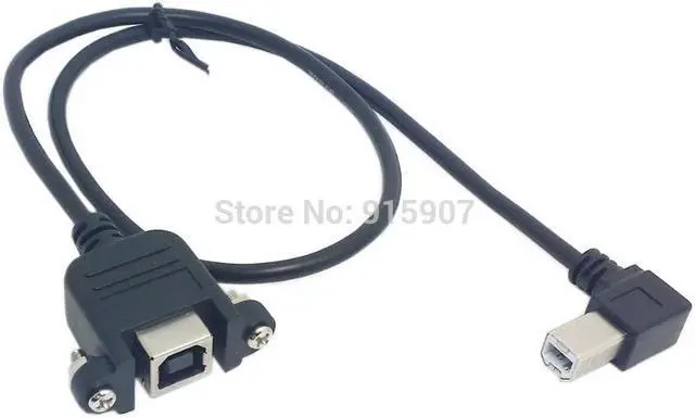 Main image of CYDZ 90 Degree Right Angled USB B Type Male to Female Extension Cable with Screws for Panel Mount 50cm
