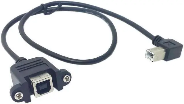 Main image of CYDZ 90 Degree Left Angled USB B Type Male to Female extension cable with screws for Panel Mount 50cm