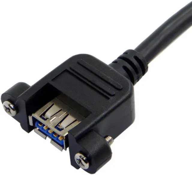 Alt view image 3 of 4 - CYDZ Female USB 3.0 Single Port A Screw Mount Type to Up Angled Motherboard Header 20pin Cable 25cm