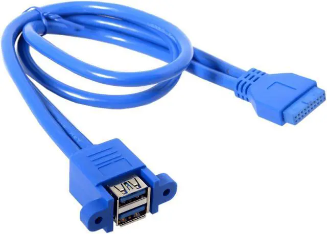 Alt view image 3 of 4 - Motherboard 20Pin Header Cable Dual Ports 50cm to Stackable USB 3.0 Female Panel Type