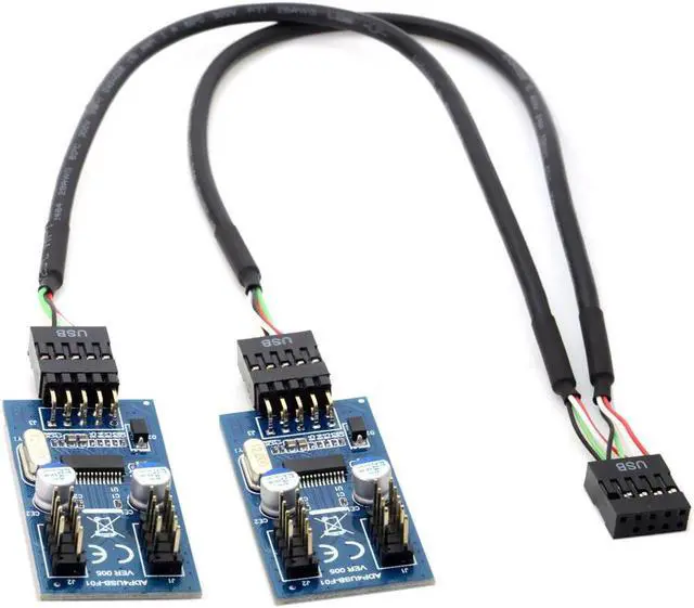 Alt view image 2 of 4 - CYDZ  9pin USB 2.0 Header 1 to 2 / 4 Female Extension Cable HUB Connector Adapter Port Multilier