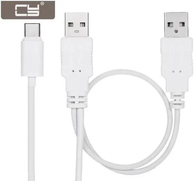 Main image of CYDZ USB 3.1 Type C USB-C to Dual A Male Extra Power Data Y Cable for Cell Phone & Hard Disk