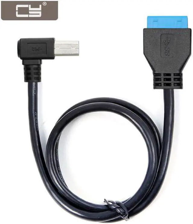Main image of CYDZ  50cm USB 3.0 B Type Male to 3.0 Motherboard 19pin Header Cable 90 Degree Left angled
