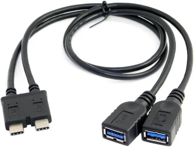 Alt view image 2 of 4 - CYDZ Dual Cable USB 3.1 Type-C to 3.0 A Female OTG Data Cable for 13 inch Laptop Pro