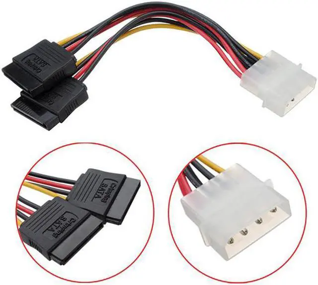 Alt view image 2 of 4 - CYDZ IDE 4pin to Dual SATA 15P Y Splitter 10cm Hard Disk Power Supply Extension Cable
