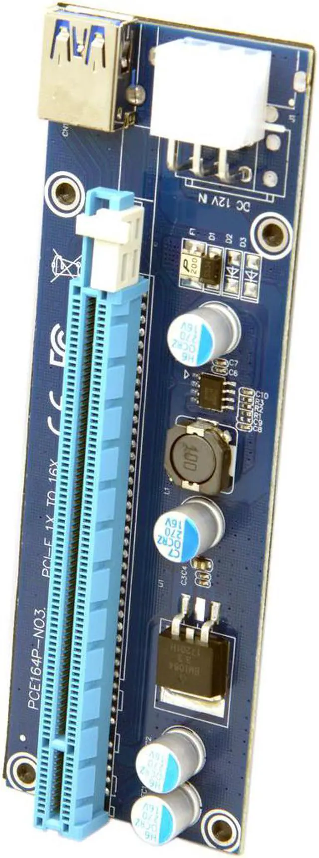Alt view image 4 of 4 - 16x Mining Machine Enhanced Extender Riser Adapter with USB 3.0 & 6Pin Power Cable to PCI-E 1x