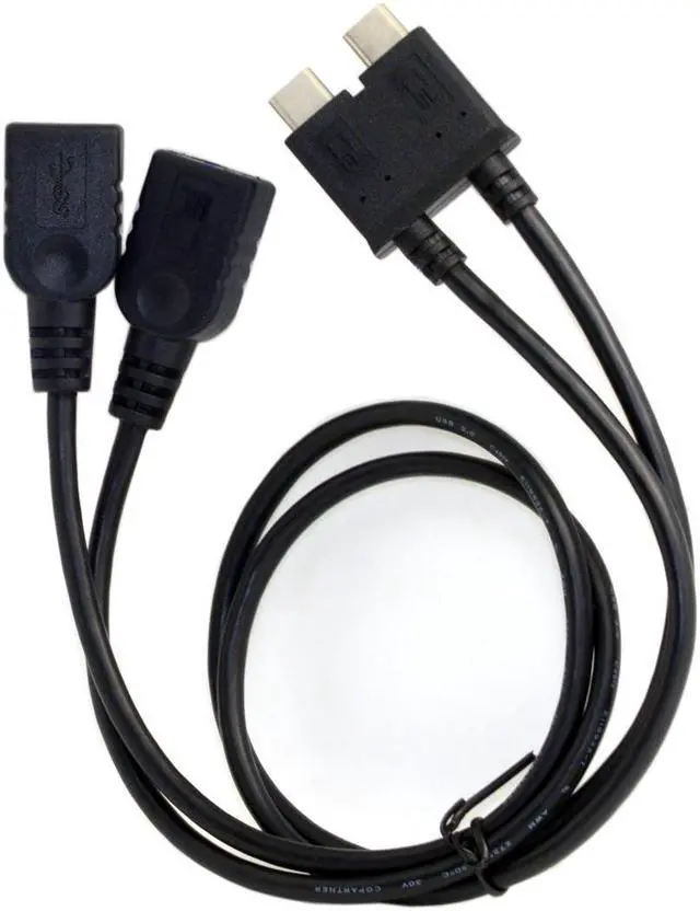 Alt view image 4 of 4 - CYDZ Dual Cable USB 3.1 Type-C to 3.0 A Female OTG Data Cable for 13 inch Laptop Pro