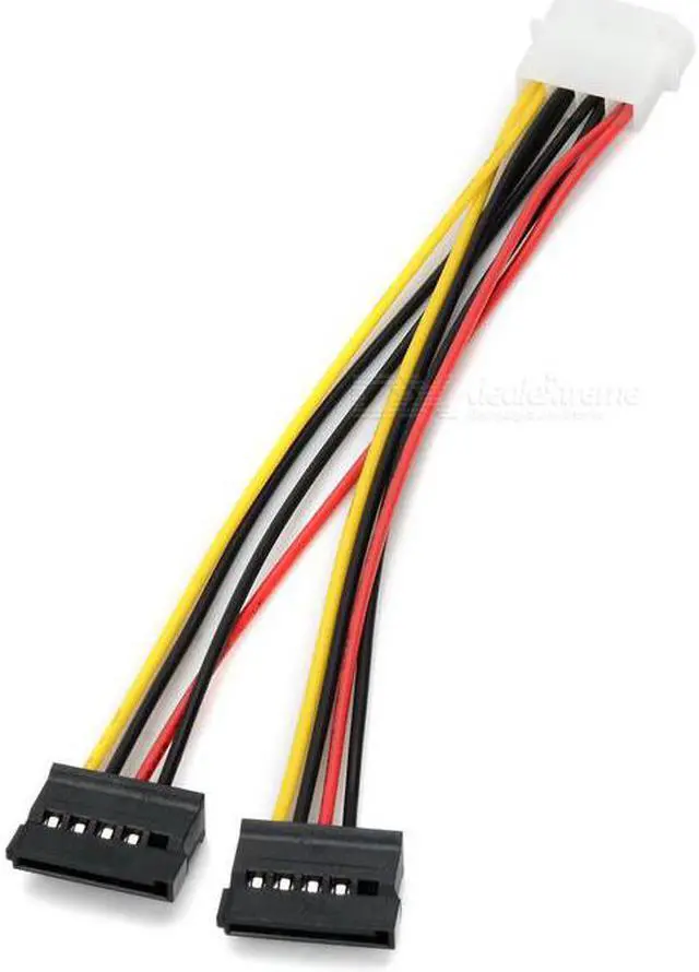 Alt view image 4 of 4 - CYDZ IDE 4pin to Dual SATA 15P Y Splitter 10cm Hard Disk Power Supply Extension Cable