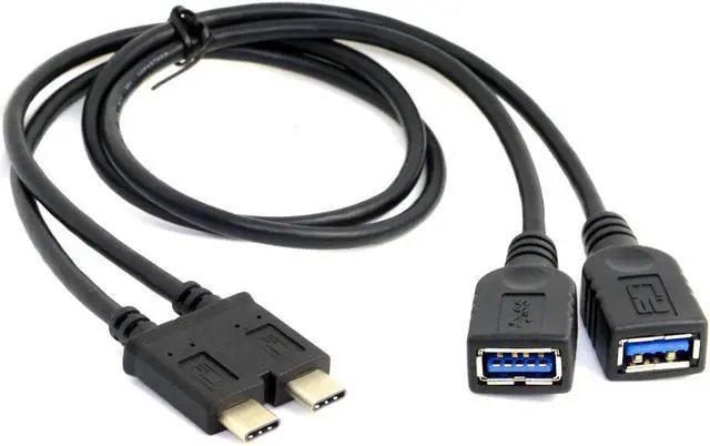 Alt view image 3 of 4 - CYDZ Dual Cable USB 3.1 Type-C to 3.0 A Female OTG Data Cable for 13 inch Laptop Pro