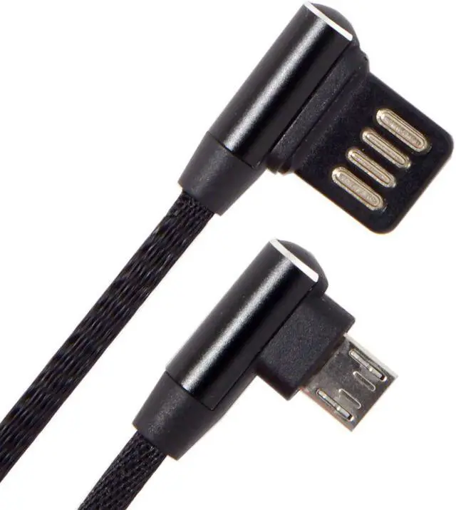 Alt view image 4 of 4 - Left Right Angled 90 Degree USB 2.0 Data Cable with Sleeve for Tablet & Phone 15cm to Micro USB 5Pin
