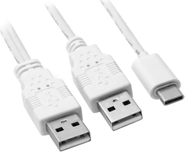 Alt view image 2 of 4 - CYDZ USB 3.1 Type C USB-C to Dual A Male Extra Power Data Y Cable for Cell Phone & Hard Disk