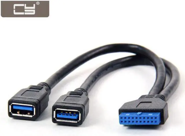 Main image of CYDZ 2 Ports USB 3.0 Female to Motherboard 20pin Header Cable 10cm