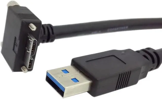 Alt view image 2 of 4 - CYDZ 90 Degree Right Angled Micro USB Screw Mount to USB 3.0 A Type Data cable 4ft 1.2m