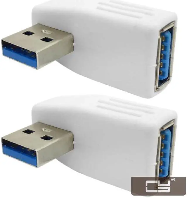 Main image of CYDZ White 90D USB 3.0 Male to Female Vertical Left Angled Adapter for Retina Mac-Book