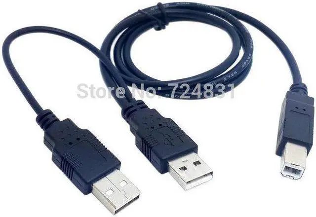 Alt view image 4 of 4 - CYDZ   80cm Dual USB 2.0 Male to Standard B Male Y Cable for Printer & Scanner & External Hard Disk Drive