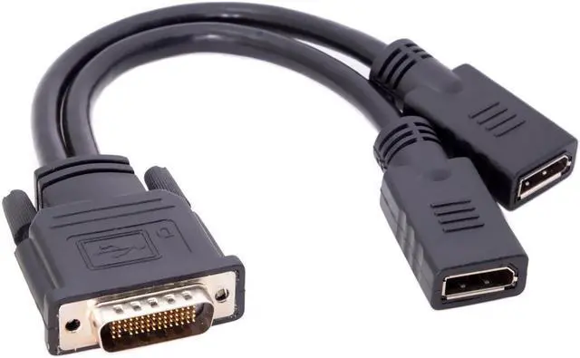 Alt view image 3 of 4 - CYDZ DMS-59Pin Male to Dual DP Displayport Female Splitter Extension Cable for PC Graphics Card Black