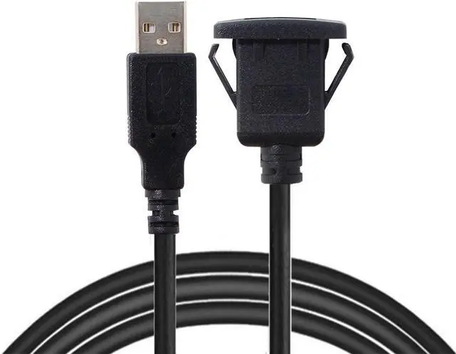 Alt view image 2 of 4 - CYDZ 1m Waterproof Single USB 2.0 Extension Latch Mount Car AUX Cable for Dashboard Panel