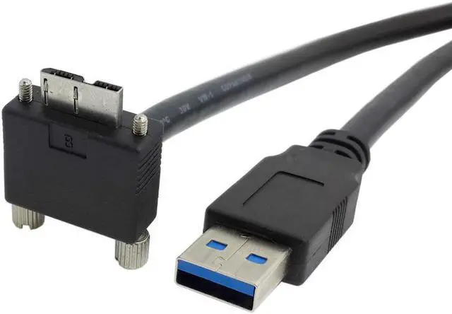 Main image of CYDZ 90 Degree Right Angled Micro USB Screw Mount to USB 3.0 A Type Data cable 4ft 1.2m