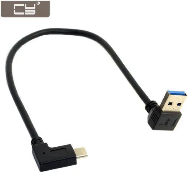 Main image of CYDZ  Reversible USB-C USB 3.1 Type C Angled to 90 Degree Down Angled A Male Data Cable for Laptop & Tablet & Mobile Phone 30cm