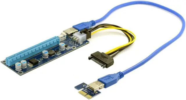Alt view image 2 of 4 - 16x Mining Machine Enhanced Extender Riser Adapter with USB 3.0 & 6Pin Power Cable to PCI-E 1x