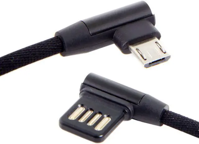 Alt view image 3 of 4 - Left Right Angled 90 Degree USB 2.0 Data Cable with Sleeve for Tablet & Phone 15cm to Micro USB 5Pin