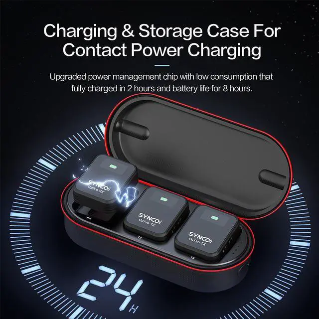 Alt view image 5 of 7 - SYNCO G2A2 Pro Microphone, Wireless Lavalier Microphone, 200m (656 ft) Range, 8 Hours Life, Compatible PC, Smartphone, DSLR, for Outdoor Video, News Interview, Vlogs