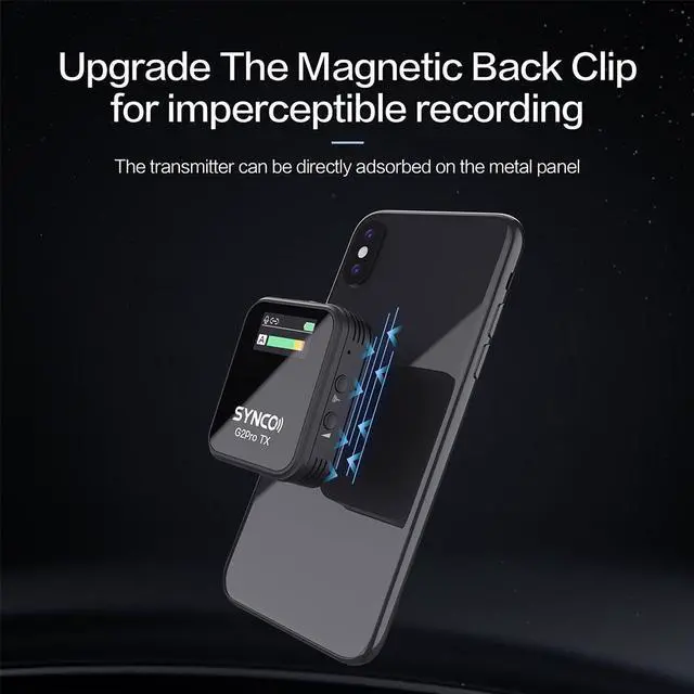 Alt view image 7 of 7 - SYNCO G2A2 Pro Microphone, Wireless Lavalier Microphone, 200m (656 ft) Range, 8 Hours Life, Compatible PC, Smartphone, DSLR, for Outdoor Video, News Interview, Vlogs